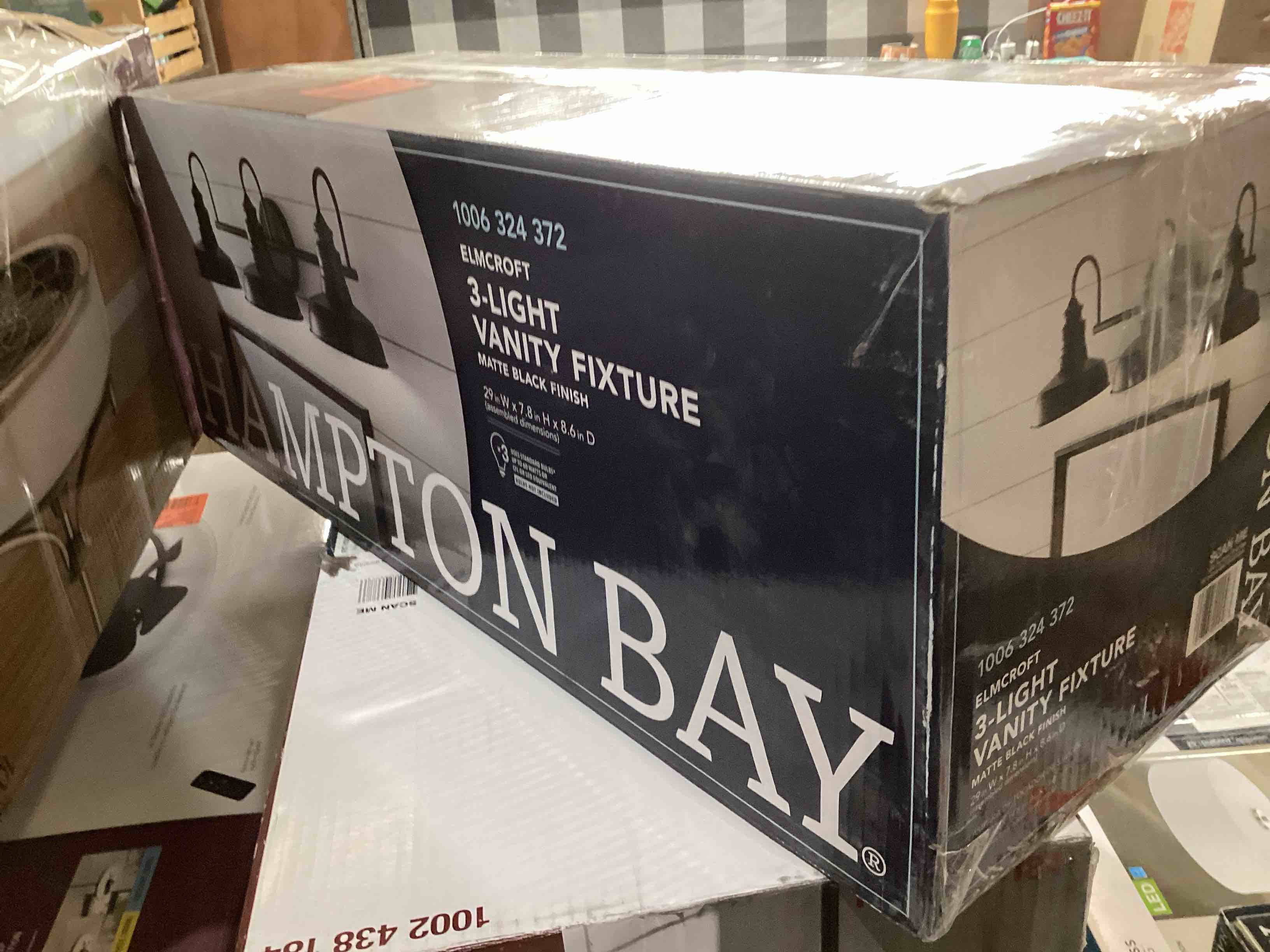 Hampton Bay Elmcroft 29 in. 3Light Matte Black Bath Bar Vanity Light