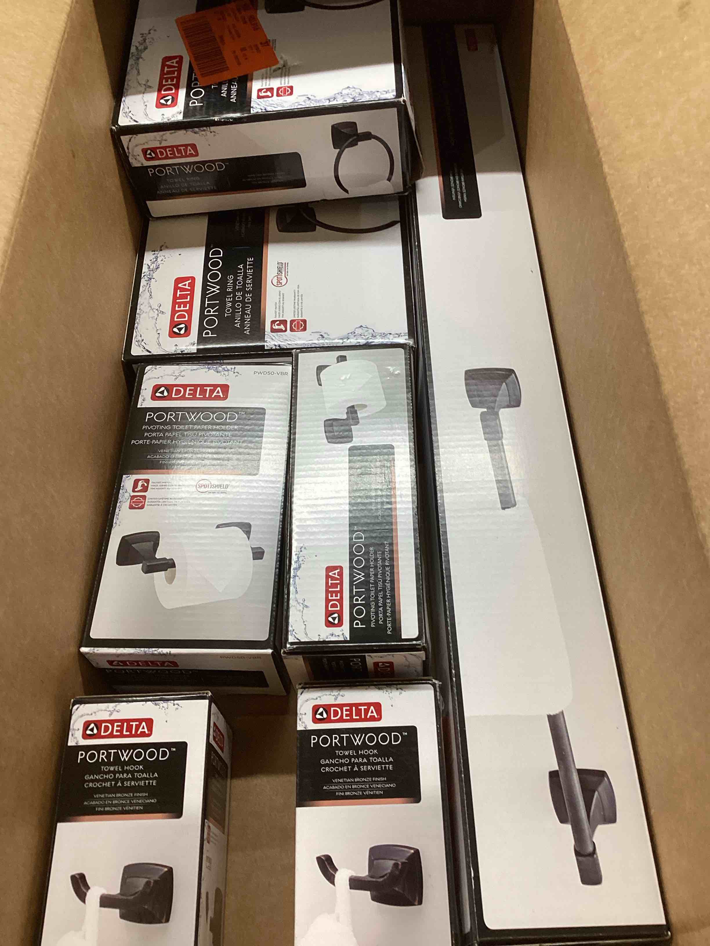 Assortment of Delta Portwood Bathroom Accessories, Toilet Paper Holders