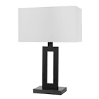 Globe Electric D'Alessio 20" Matte Black Table Lamp with White Linen Shade, 67045
