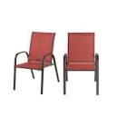 StyleWell Patio Dining Chair Weather Resistant Stationary Chili Red (2-Pack)