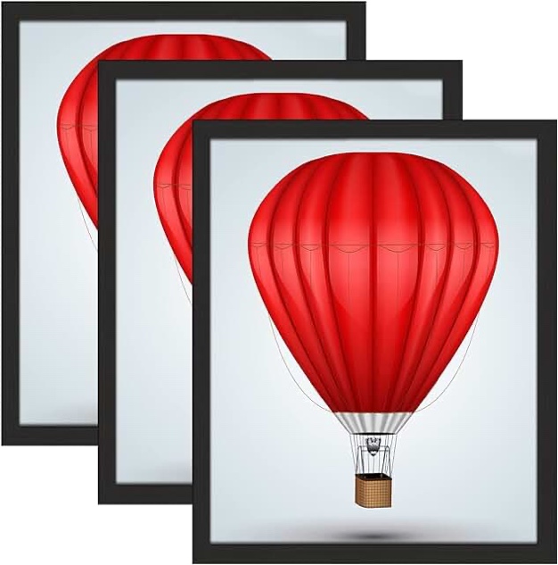 DABLUE 16x24 Picture Frame Black Solid Wood Frame, 16 by 24 Poster Frame for Horizontal and Vertical Wall Mounting,3 Pack 24x16 Photo Frame