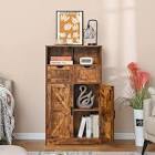 WEENFON Bathroom Cabinet, Floor Storage Cabinet with Doors and Shelves, Freestanding Coffee Bar Cabinet with Drawer, for Living Room, Bedroom, Bathroom, Kitchen, Espresso brown 