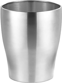 mDesign Steel 1.67 Gallon Trash Can Small Round Wastebasket Metal Garbage Container Recycle Bin for Waste, Recycling in Bathroom, Kitchen, Bedroom, Home Office, Outdoor Trashcan - Polished