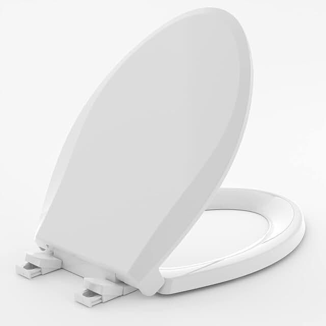 Elongated Toilet Seat, Quick-Release Hinges, Slow Close, Heavy Duty, Never Loosen, Aviation Material, White(18.5â€_x009d_)