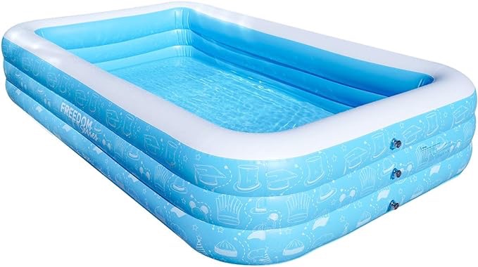 Freedom Series Large Inflatable Pool, Inflatable Swimming Pools 118” x 73” x 20” Kiddie Pool Blow Up Pool Family Swimming Pool for Kids, Adults, Babies, Toddlers, Outdoor, Garden, Backyard