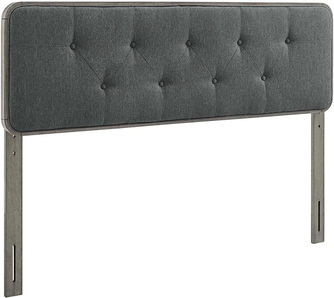 Modway Collins Tufted Fabric and Wood King Headboard in Gray Charcoal
