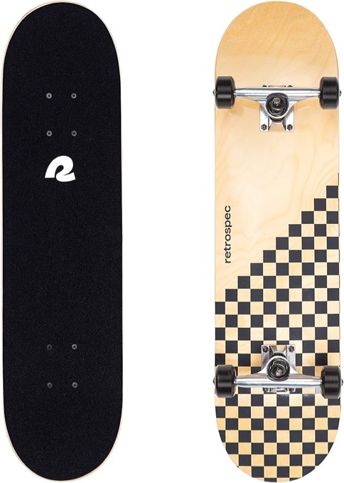 Alameda Skateboard Complete | Canadian Maple Wood Deck w/ 5.5 Inch Aluminum Alloy Trucks for Commuting, Cruising, Carving & Downhill Riding (Similar Image)