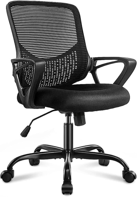 Office Chair Mid Back Ergonomic Mesh Computer Desk Chair with Lumbar Support Armrest, Executive Height Adjustable Swivel Task Chair