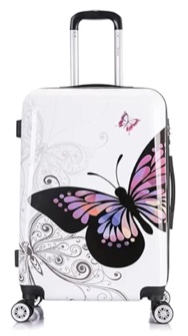 InUSA Black Butterfly Print Luggage with Spinner Wheels | Durable Lightweight Hardside Suitcase | Travel Bag with Handle and Trolley