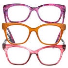 OPTIQUE Limited Collection Butterfly Reading Glasses with Chain and Cloth (3 pack) +1.75