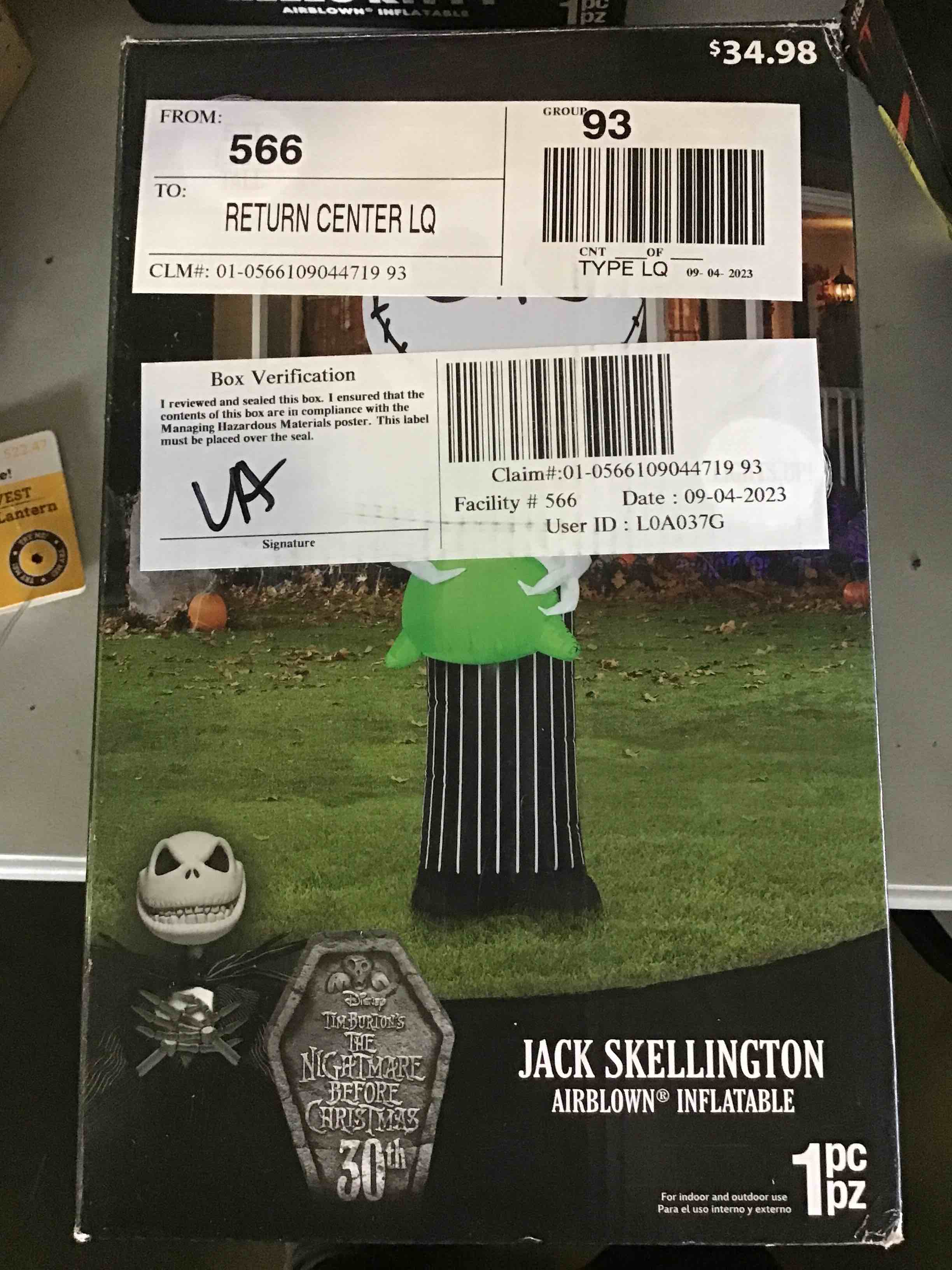 Halloween Jack Skellington Inflatable with Repair Patches - 5ft Jack Skellington with Oogie Boogie Nightmare Before Christmas Yard Decorations