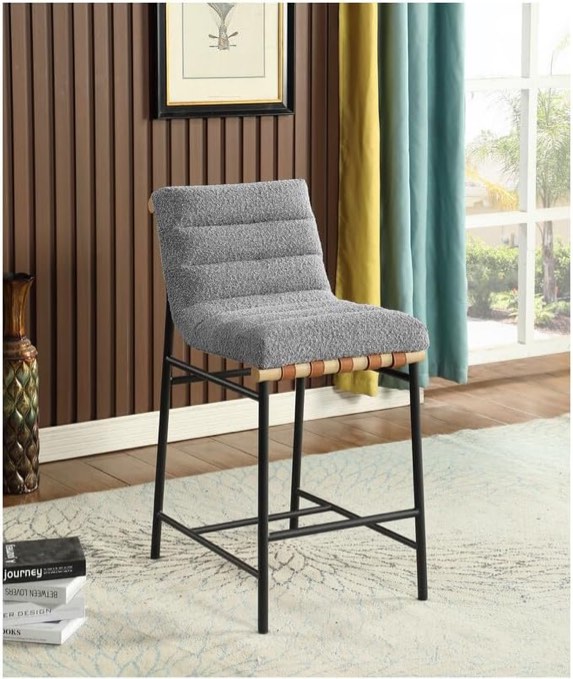 Lahni Gray Boucle Fabric Counter Height Chair
