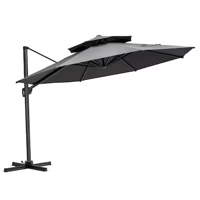 Crestlive Products 11.5-ft Aluminum Dark Gray No-tilt Cantilever Patio Umbrella