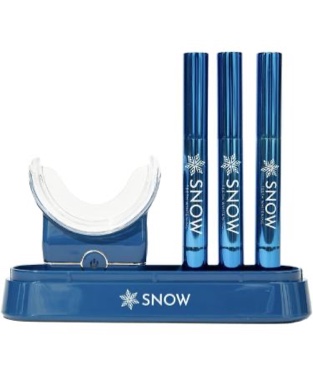 Snow Limited Edition Teeth Whitening Wireless Kit  Teeth Whitening Kit with LED Light  Water-Resistant Whitening Kit  3 Whitening Wands and Wireless LED Mouthpiece  Ultra-Portable Whitener - (Blue)