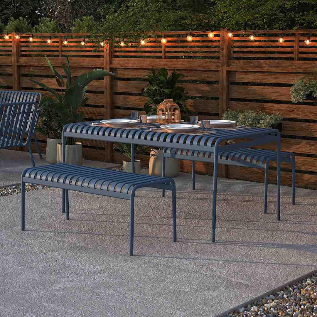 Novogratz Poolside Gossip, Ola All-Steel Table and Bench Set