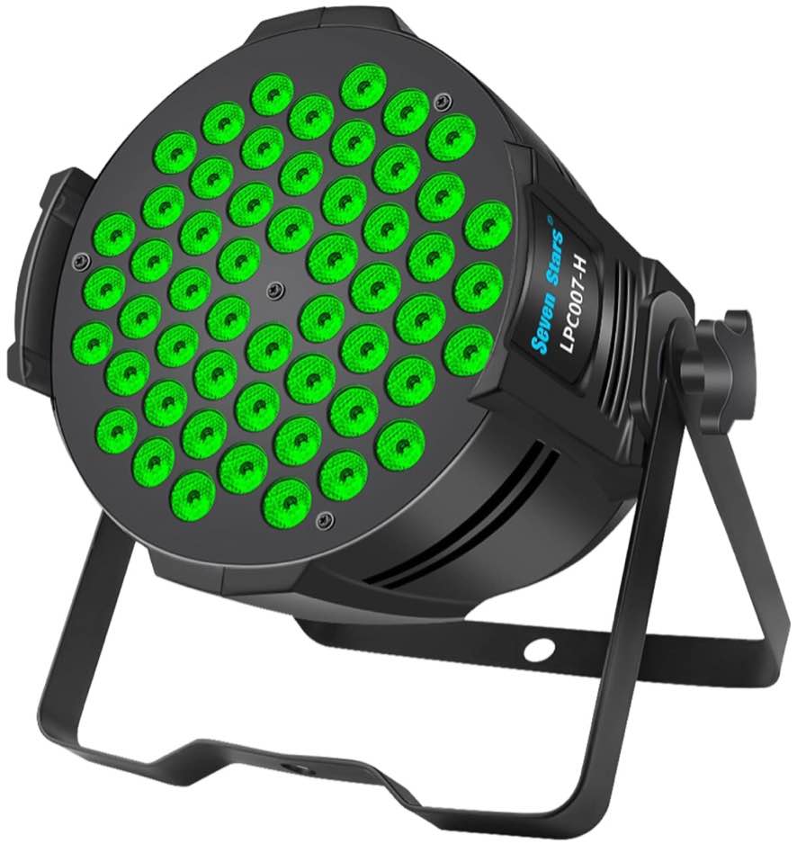 Seven Stars 54 LED Par Light, RGB 3-in-1 DJ Stage Lights Sound Activated for Parties 3/7 Channel DMX Uplight for Christmas Party,Church,Wedding,Music Live Show, Gigs,Events