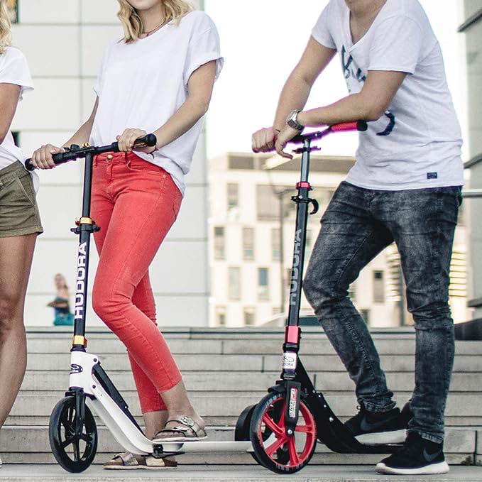 Hudora Scooter for Adults - Folding Adult Scooters Adjustable Height, Scooters for Teens 12 Years and up, Kick Scooter for Outdoor Use