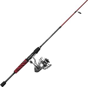Quantum Throttle Spinning Reel and Fishing Rod Combo, 6-Foot 6-Inch 2-Piece IM8 Graphite Rod with ComfortGrip Rod Handle, Dura-Lok Anti-Reverse Clutch Fishing Reel with MaxCast II Spool and Braid Band