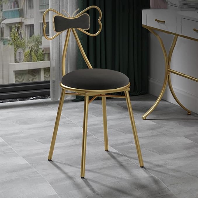 Gluck Plants Velvet Vanity Chairs,Makeup Vanity Stool Ottoman Velvet Cushion Golden Metal Frame Lounge Dresser Seat for Girl Bedroom,Living Room