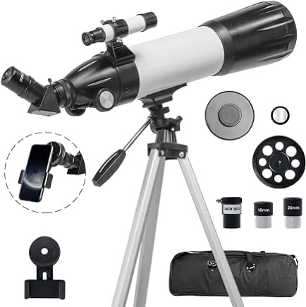 Telescope 80mm Aperture 600mm - Astronomical Portable Refracting Telescope Fully Multi-coated High Transmission Coatings AZ Mount with Tripod Phone Adapter, Wireless Control, Carrying Bag. Easy Set Up