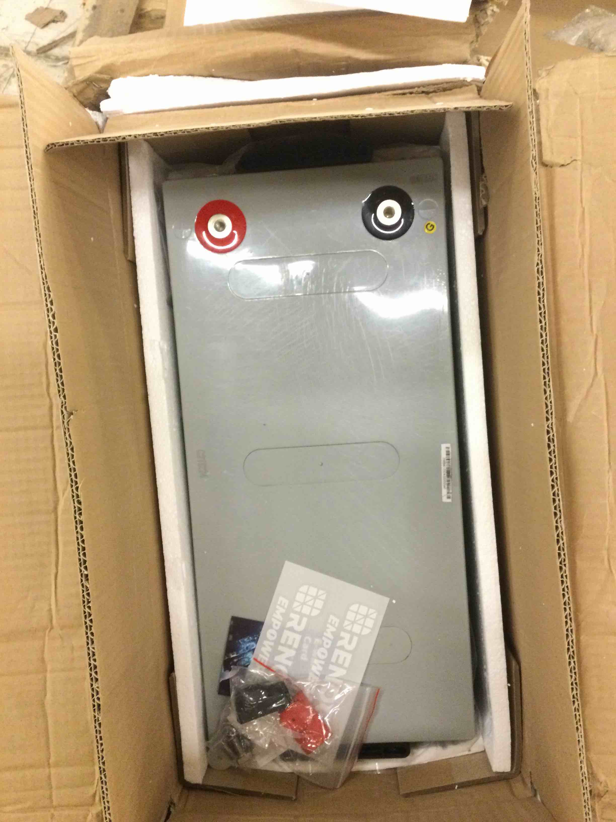 Condition photo showing Good Condition for Renogy Deep Cycle AGM Battery 12 Volt 200Ah, 3% Self-Discharge Rate, 2000A Max Discharge Current, Safe Charge Most Home Appliances for RV, Camping, Cabin, Marine and Off-Grid System, Maintenance-Free 200Ah Battery