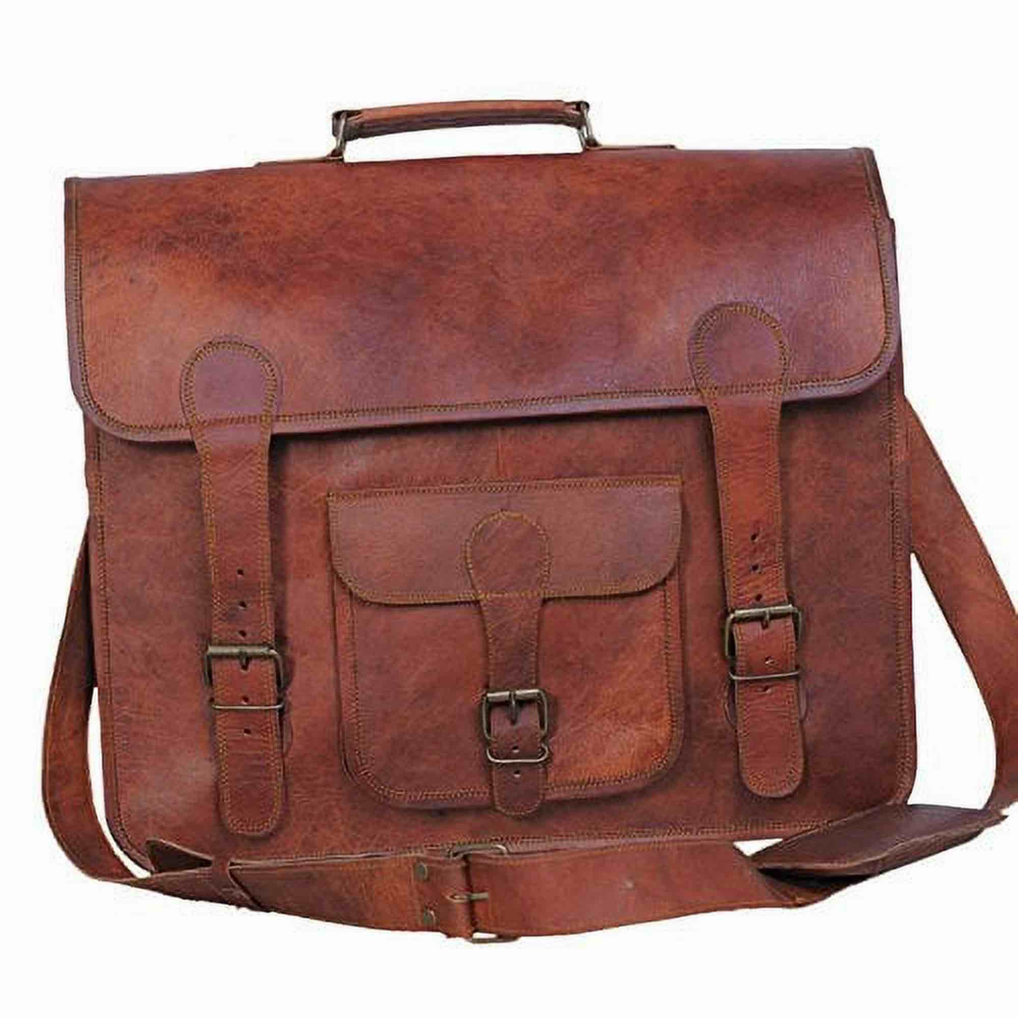 Leather briefcase laptop bag messenger satchel 16 Inch best Handmade Leather bag by Komal's passion leather
