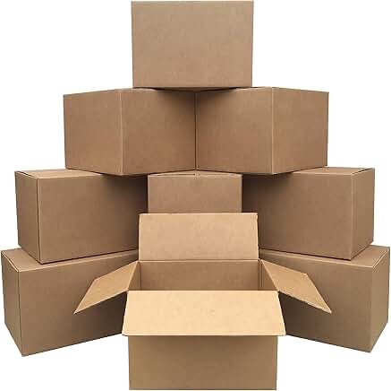 amazon basics cardboard moving boxes for packing and shipping, medium size, 18" x 14" x 12", brown, 
