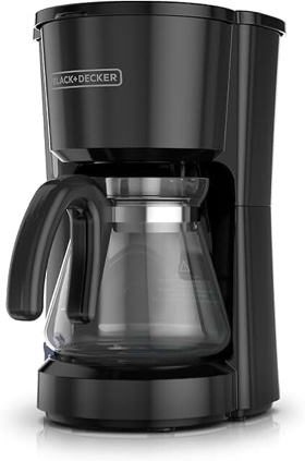 Black and Decker Coffee Makers, 5- Cup Coffee Machines with Reusable Filter, Coffee Pots, Black 