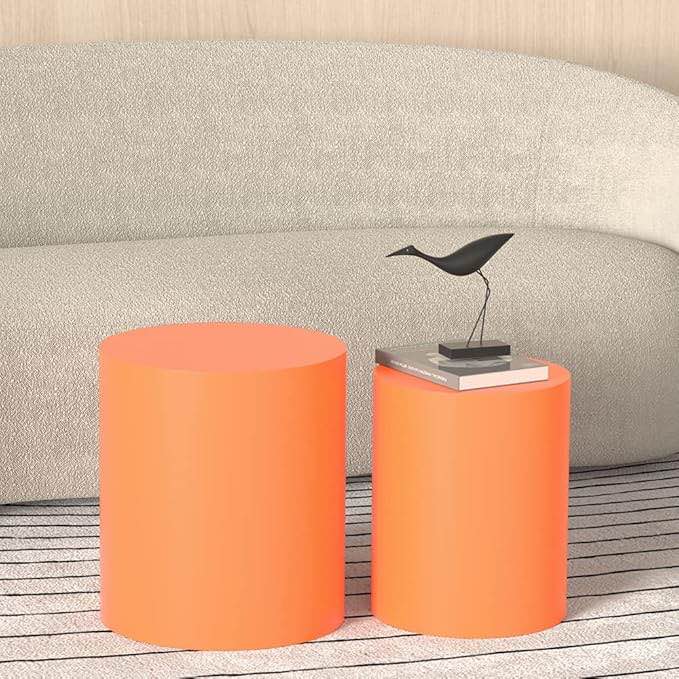 kevinplus set of 2 Modern Mid-Century Small Coffee Table Wood Round Side Table (color differs from stock image see additional photos)