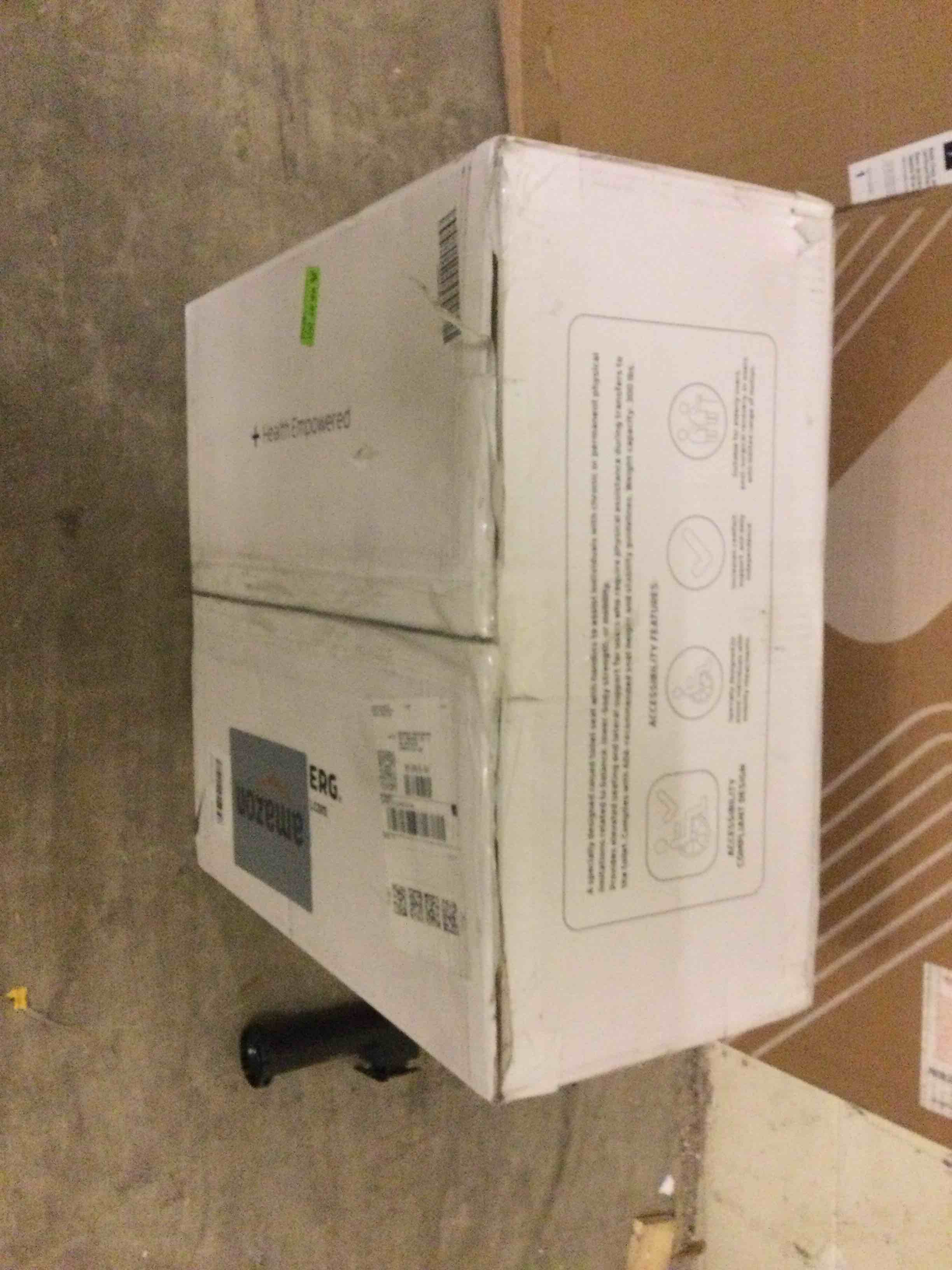 Condition photo showing New/Like New for lunderg raised toilet seat with handles - elongated - easy to install toilet seat risers for seniors - adds 3 inches & works like the one you’ve always used - elegant design - no hospital vibe