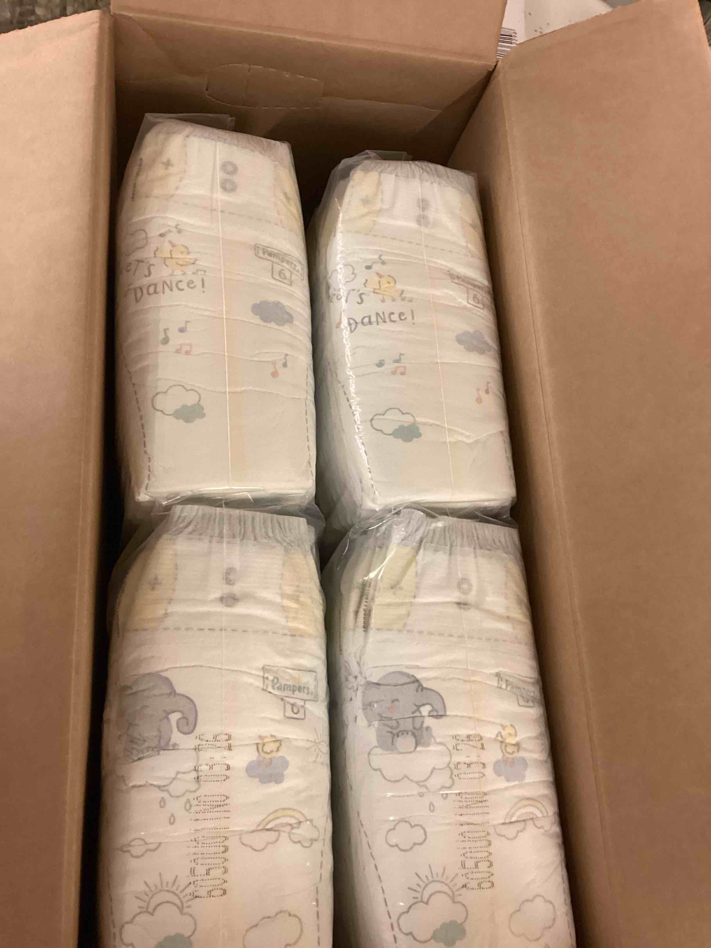 Condition photo showing New/Like New for pampers swaddlers diapers, size 6 (23-44 lbs), 108 count, absorbent, keeps baby dry and comfortable, skin safe disposable baby diaper (packaging may vary) size 6 108