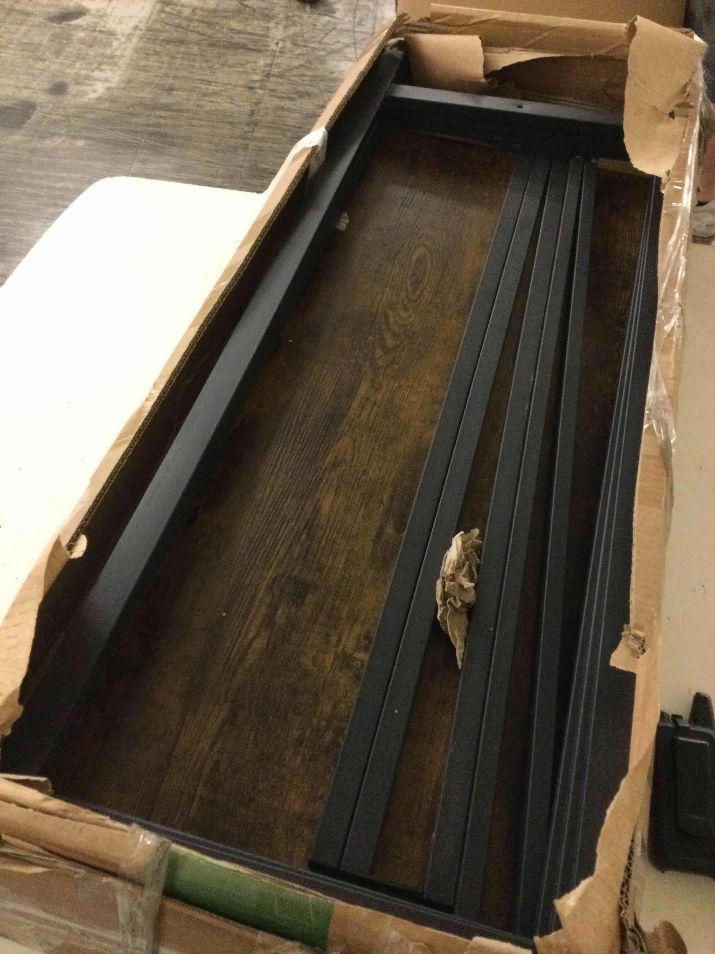 Condition photo showing As Is for console table wood and black