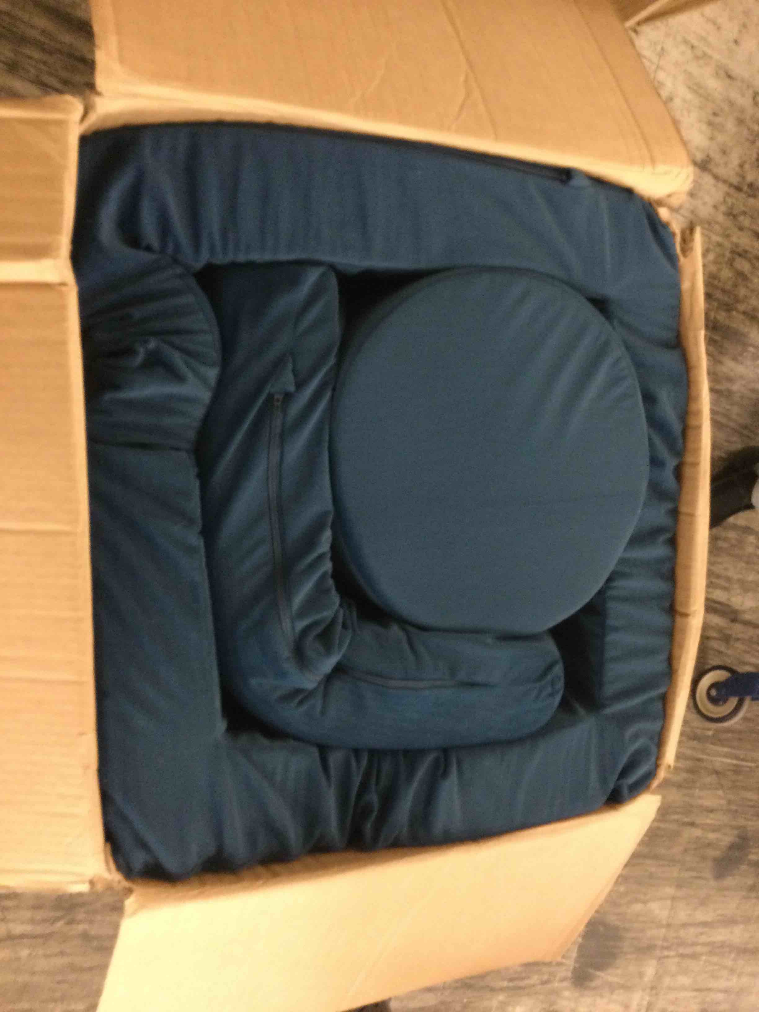 Condition photo showing As Is for blue boneless couch