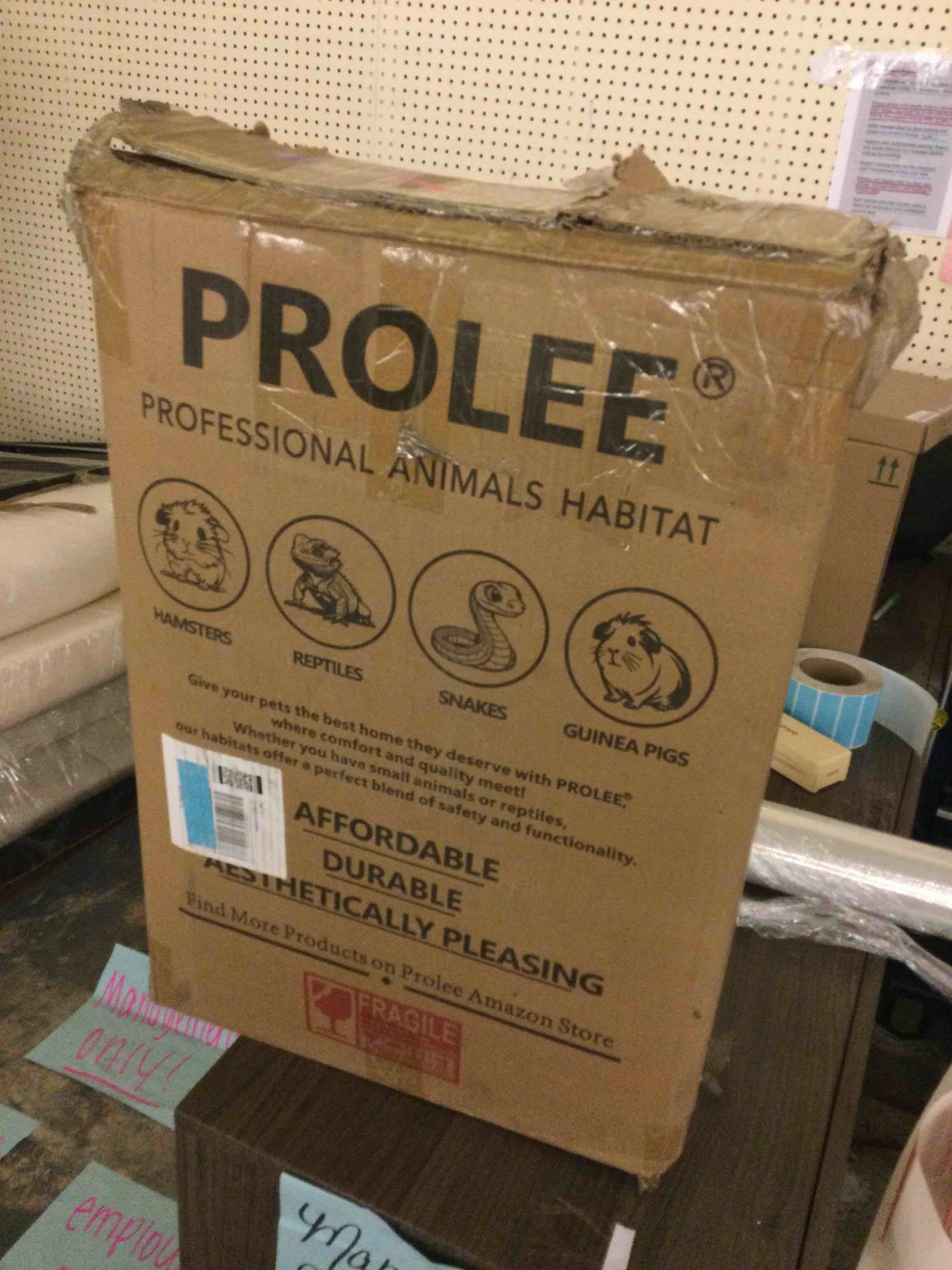 Condition photo showing Good Condition for prolee 26 gallon reptile tank, tempered glass bearded dragon tank with wooden roof and lockable doors, large lizard habitat for snakes, iguanas, chameleons (oak) oak 26 gallons,24x16x16 inch