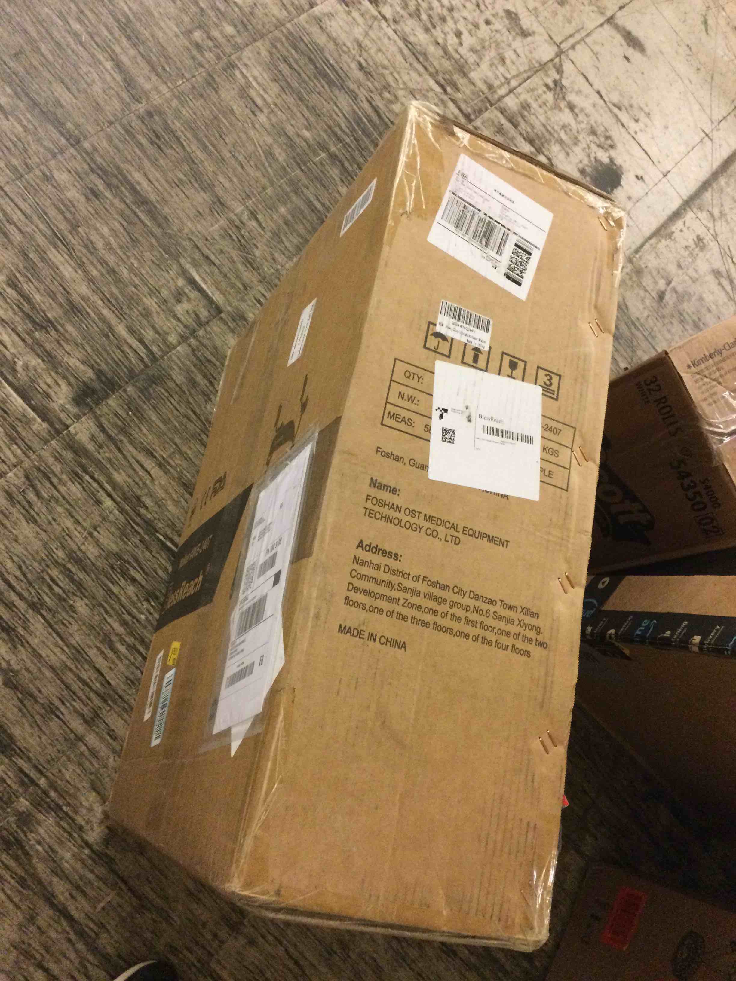 Condition photo showing New/Like New for heavy duty upright rollator walker for seniors with seat, 450lb capacity, 8" all-terrain wheels, 6 height adjustments, padded seat & backrest, easy assembly, foldable design, purple