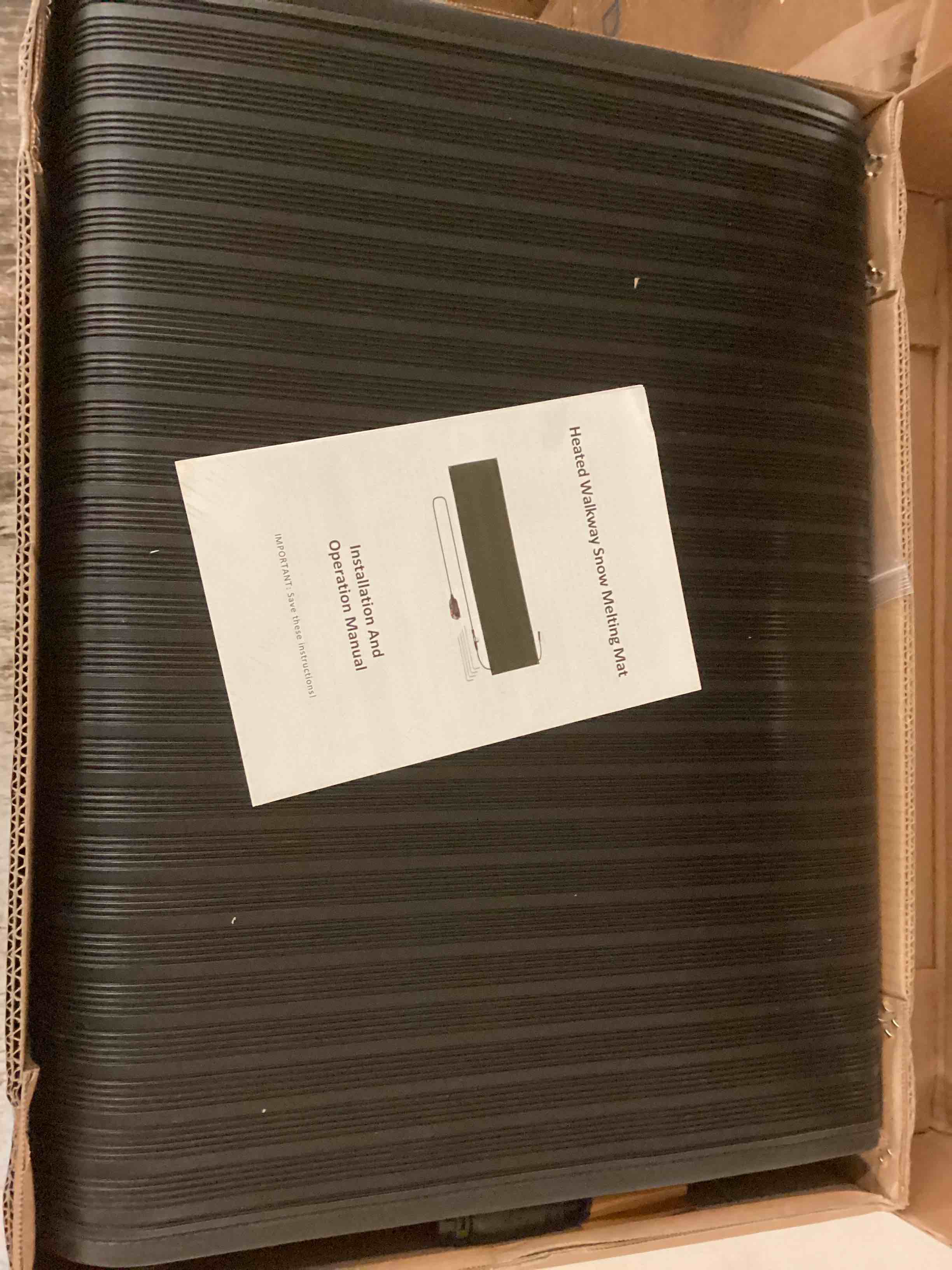 Condition photo showing New/Like New for ?2-pack? 20"x60" heated walkway mats for snow removal - advanced winter winter outdoor heating snow carpet mat reliable snow and ice melting system no slip safety outdoor heated mats