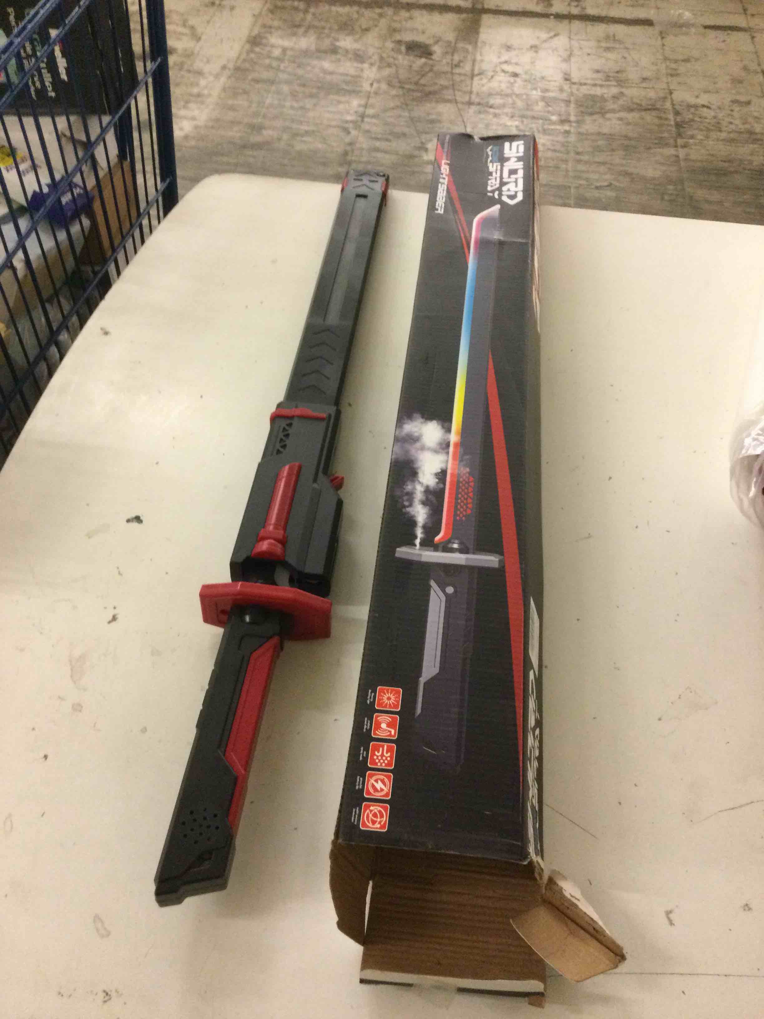 Condition photo showing Good Condition for rgb light up saber toy with smoke mist effect, 7 color neon lightsaber, sound effects and impact sensing, usb-c rechargeable toy sword for kids, 31.5 inch