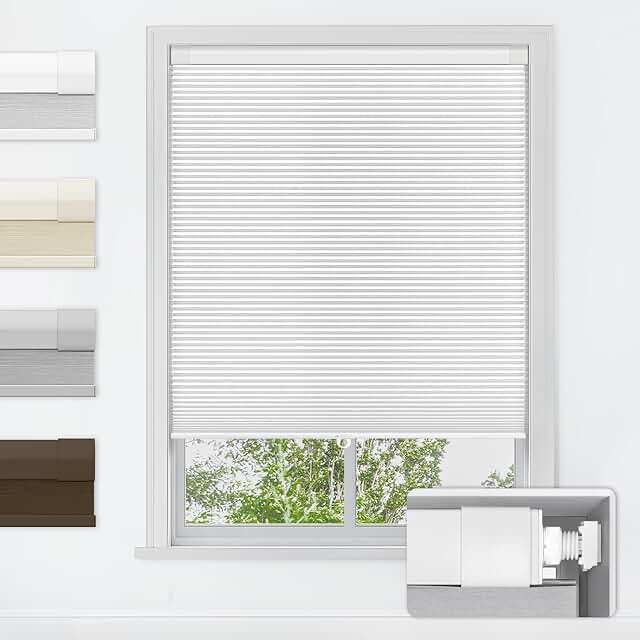 fabublinds cordless cellular shades, no drill no tools honeycomb window blinds, blackout light block