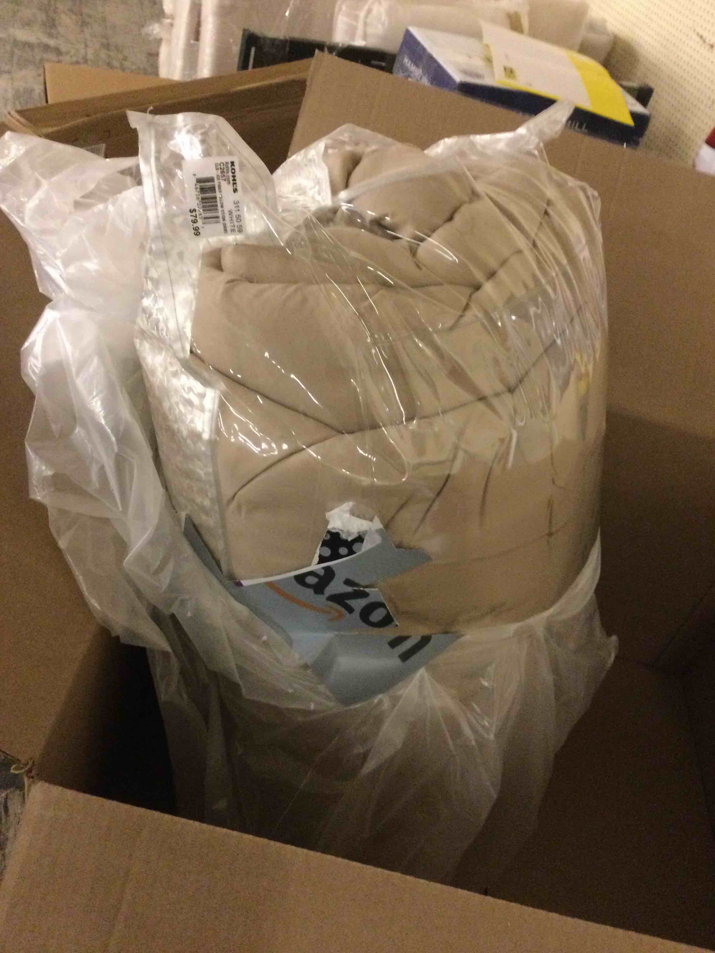 Condition photo showing As Is for beige comforter 