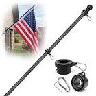 HIBLE Carbon Fiber Flag Pole with Metal Screw 5 Foot Flag Pole for House and Porch Non Wrapping Flag Pole 4 Sections Black Flag Poles with Smooth Bearings Flag Pole Rings (no Flag and no Bracket)