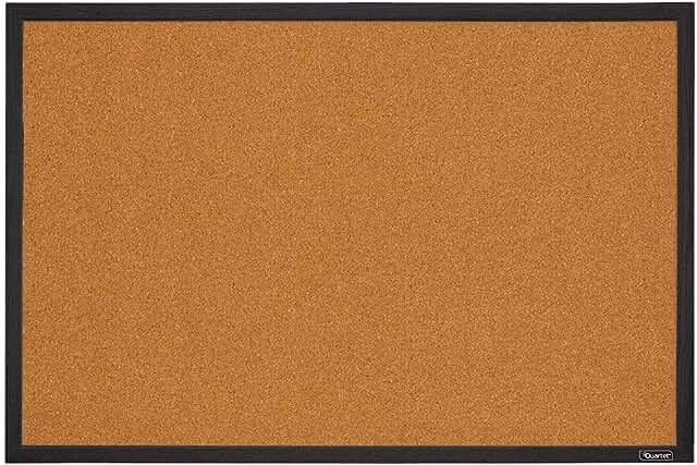 Quartet Cork Bulletin Board, Framed Corkboard, 2' x 3', Black Frame, Message Board, Vision Board (MWDB2436-BK)
