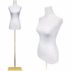 Female Dress Form Mannequin Torso,Height Adjustable Mannequin Stand,Realistic Model Display Body Stand with Metal Bracket and Rectangular Base Clothing Forms,White