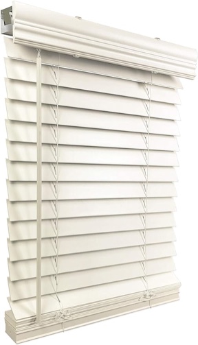 US Window And Floor 2" Faux Wood 28" W x 36" H, Inside Mount Cordless Window Blinds, White