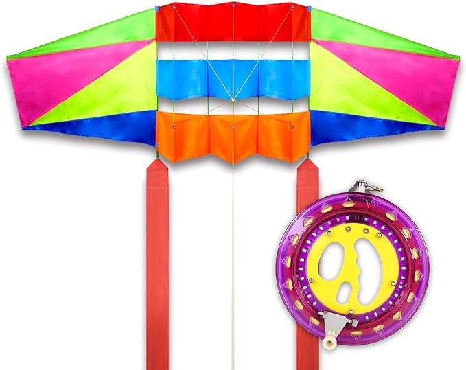 Mint's Colorful Life Large Rainbow Box Kite For Adults With 49 Feet Long Tail X2