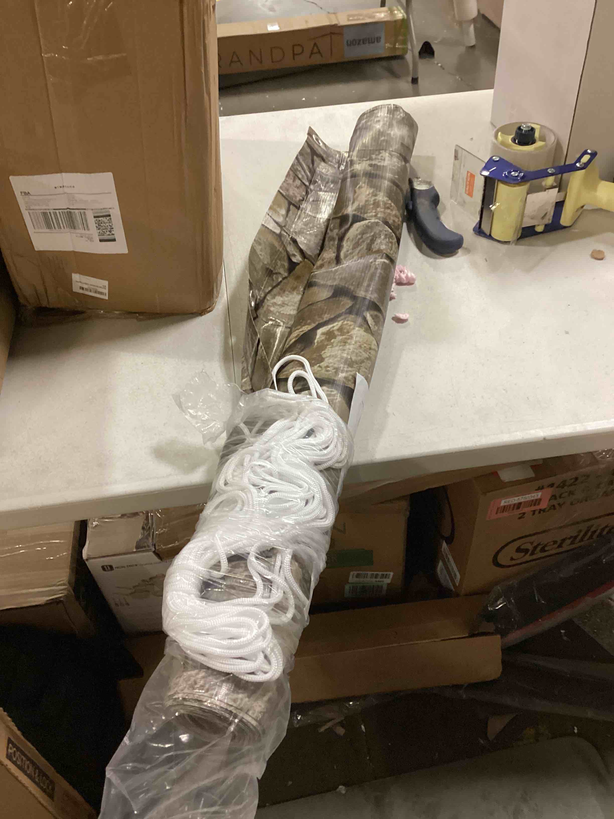 NAIMORUI PVC Balcony Privacy Screen Decorative Balcony Cover with Nylon Rope- 34'' x 180''(Stone)