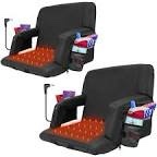 Blufree 25'' Extra Wide Heated Stadium Seat DC 7.4V Port, Foldable Portable Bleacher Chair, 6 Reclinng Positions Back and Arm Support Thick Cushion for Outdoor Picnic & Sports.(Not Include Power Bank) 1pcs