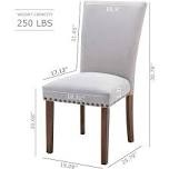 COLAMY Upholstered Parsons Dining Chairs Set of 4, Fabric Dining Room Kitchen Side Chair with Nailhead Trim and Wood Legs - Light Grey F-lightgrey Set of 4