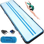 ALIFUN Inflatable Gymnastics Tumbling Track Air Mat 6.6 ft 10ft 13ft 16ft 20ft Tumble Track Thick 4-8 Inches Wide 3.3-6.6 Ft Training Track Mat with Electric Air Pump