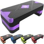 GYMMAGE Aerobic Exercise Step, Adjustable Aerobic Stepper for Exercise, Workout Step Platform for Step Up, 26.5" Step Deck with 4” 6” 8” Adjustable Height Risers, Women Home Gym Cardio Fitness