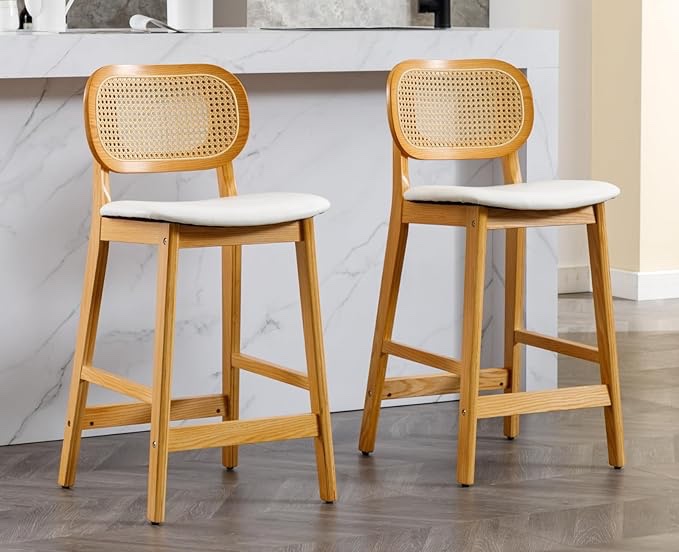 27" Upholstered Rattan Counter & Bar Stool